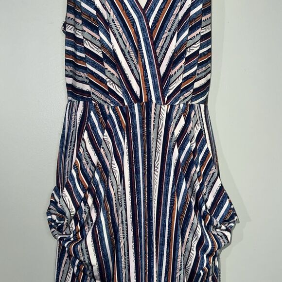 BCBGeneration Womens Striped Midi Dress Halter Slit Blue Stripe size Small - Picture 4 of 9
